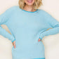 Bristol Waffle Textured Pinstripe Wide Crew Neck Long Sleeve