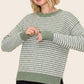 Checkerboard and Stripe Mixed Long Sleeve Super Soft Pullover Sweater