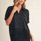 Wedding Lace Hem Detail Solid Satin Top