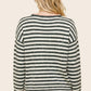 Pop Color Blanket Stitch Chest Pocket Long Sleeve Striped Sweater