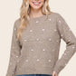Pom Pom Dot Wide Crew Neck Sweater