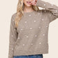 Pom Pom Dot Wide Crew Neck Sweater