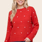 Pom Pom Dot Wide Crew Neck Sweater