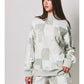 Tessa Mock Neck Long Sleeve Patch Work Print Sweatshirt