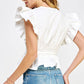 Midway Flutter Sleeve Peplum Poplin Top