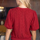 Braid Sweater Knit Short Bubble Sleeve Top