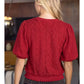 Braid Sweater Knit Short Bubble Sleeve Top
