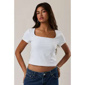 Logic Short Sleeve Square Neck Double Lined Top