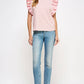 Bardstown Mixed Media Stripe Top-stitch Knit Top