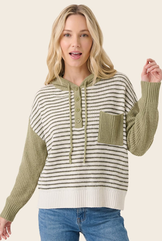 Andy Color Block Long Sleeve Hoodie Sweater