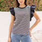 Bardstown Mixed Media Stripe Top-stitch Knit Top