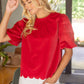 Justice Scalloped Hemline Bubble Sleeve Solid Corduroy Top