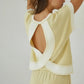 Overlap Open Back Reverse Stitch Stripe Crop Top