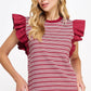 Bardstown Mixed Media Stripe Top-stitch Knit Top