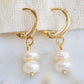 Double Pearl Drop Huggie Earrings