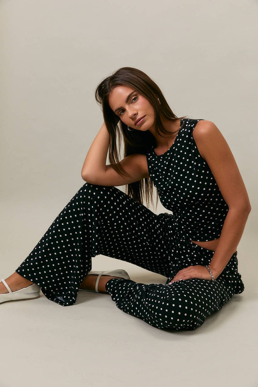 Libby Mid Rise Wide Leg Polka Dot Pants