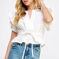 Midway Flutter Sleeve Peplum Poplin Top