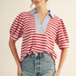 Andy Solid Contrast Detail Stripe Top