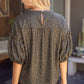 Stadium Ruffle Puff Sleeve Metallic Animal Print Top
