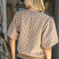 Zoey Textured Polka Dot Rib Banded Bubble Sleeve Top