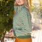 Pacific Open V-Neck Grommet Detail Striped Knit Top