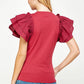 Maysvill eFlutter Ruffle Sleeve Top