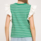 Bardstown Mixed Media Stripe Top-stitch Knit Top
