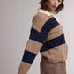 Message Colorblock Stripe Collared Sweater