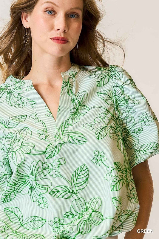 Foreside Embroidered Floral Print Blouse