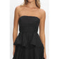 Elegance Black Polka Dot Strapless Tiered Maxi Dress