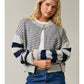 Bryce Open Front Stripe Sweater Cardigan