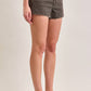 Teton Brown Cheetah Mid Rise Shorts by Hidden Denim