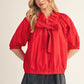 Lasting Drawstring Neckline Solid Woven Top