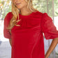 Justice Scalloped Hemline Bubble Sleeve Solid Corduroy Top