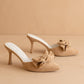 The Jane | Sand Pointed Toe Bow Accent Spring Kitten Heel