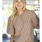 Zoey Textured Polka Dot Rib Banded Bubble Sleeve Top