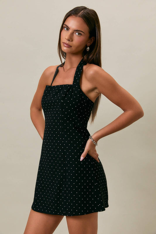 Nebraska Halter Neck Polka Dot Mini Dress