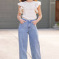 Berea Layered Flutter Short Sleeve Stripe Top