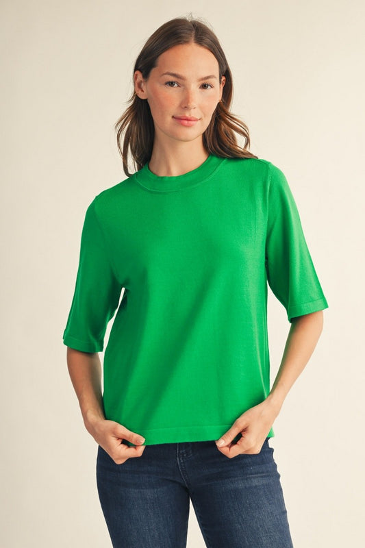 Rhonda Round Neck Half Sleeve Sweater Top