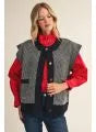 Balance Cap Sleeve Dot Pattern Button Down Sweater Vest