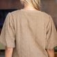 Braid Sweater Knit Short Bubble Sleeve Top