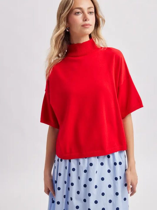 Leo Mock Neck Short Sleeve Sweater