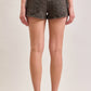 Teton Brown Cheetah Mid Rise Shorts by Hidden Denim