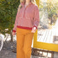 Pacific Open V-Neck Grommet Detail Striped Knit Top