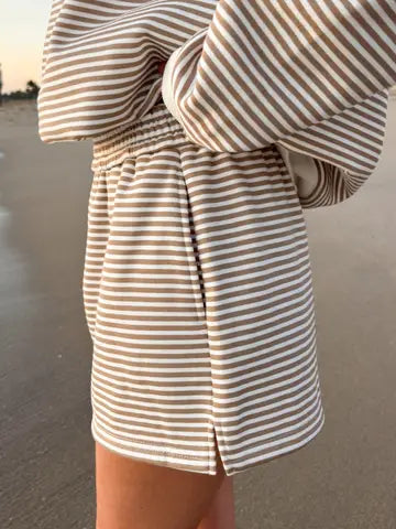 Bali Shorts Dark Navy Blue and White Big Striped Shorts with Pockets
