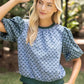 Loral Color Contrast Floral Printed Knit Top