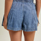 Prayer Pleated Denim Shorts