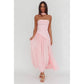 Ashley Strapless Bandeau Halter Pink Maxi Dress