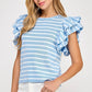 Berea Layered Flutter Short Sleeve Stripe Top
