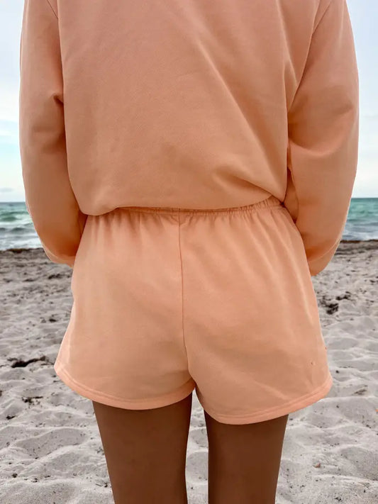 Papaya Orange Shorts Embroidered Sweat Shorts